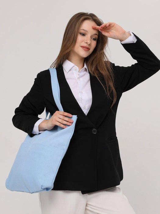 Zoozie Bags 2069 Bolso Tote de Gabardina Azul 35x40x8cm